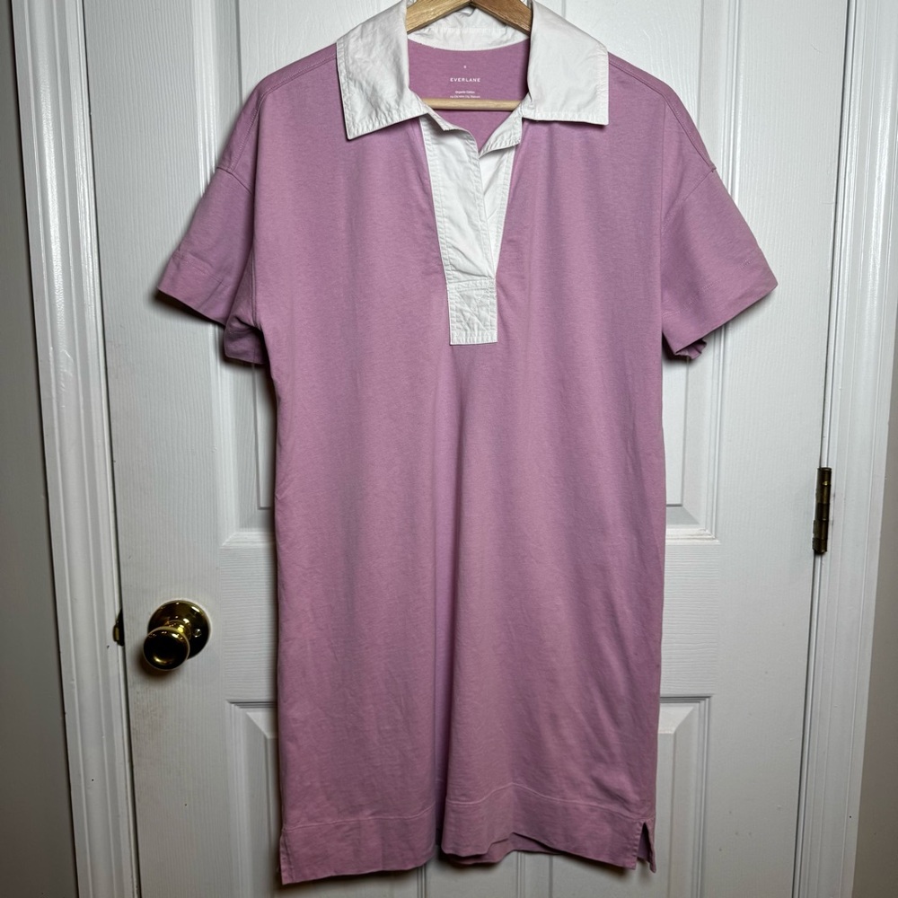 Everlane Mauve Lilac Organic Cotton Polo Dress Small Preppy Minimalist Summer